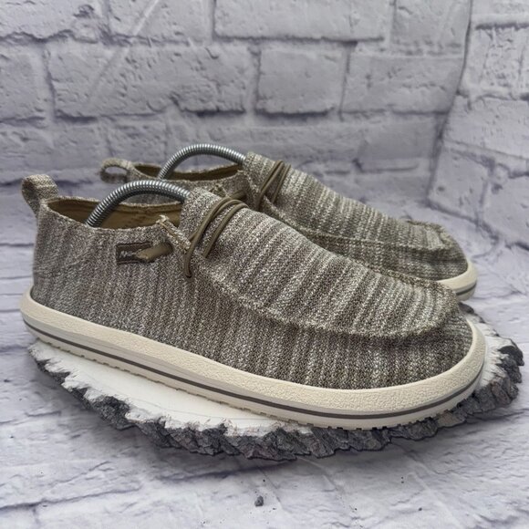 Maui And Sons Shoes Mens 11 Casual Slip On Beach Loafers Flats Brown Knit Fabric - Picture 1 of 9